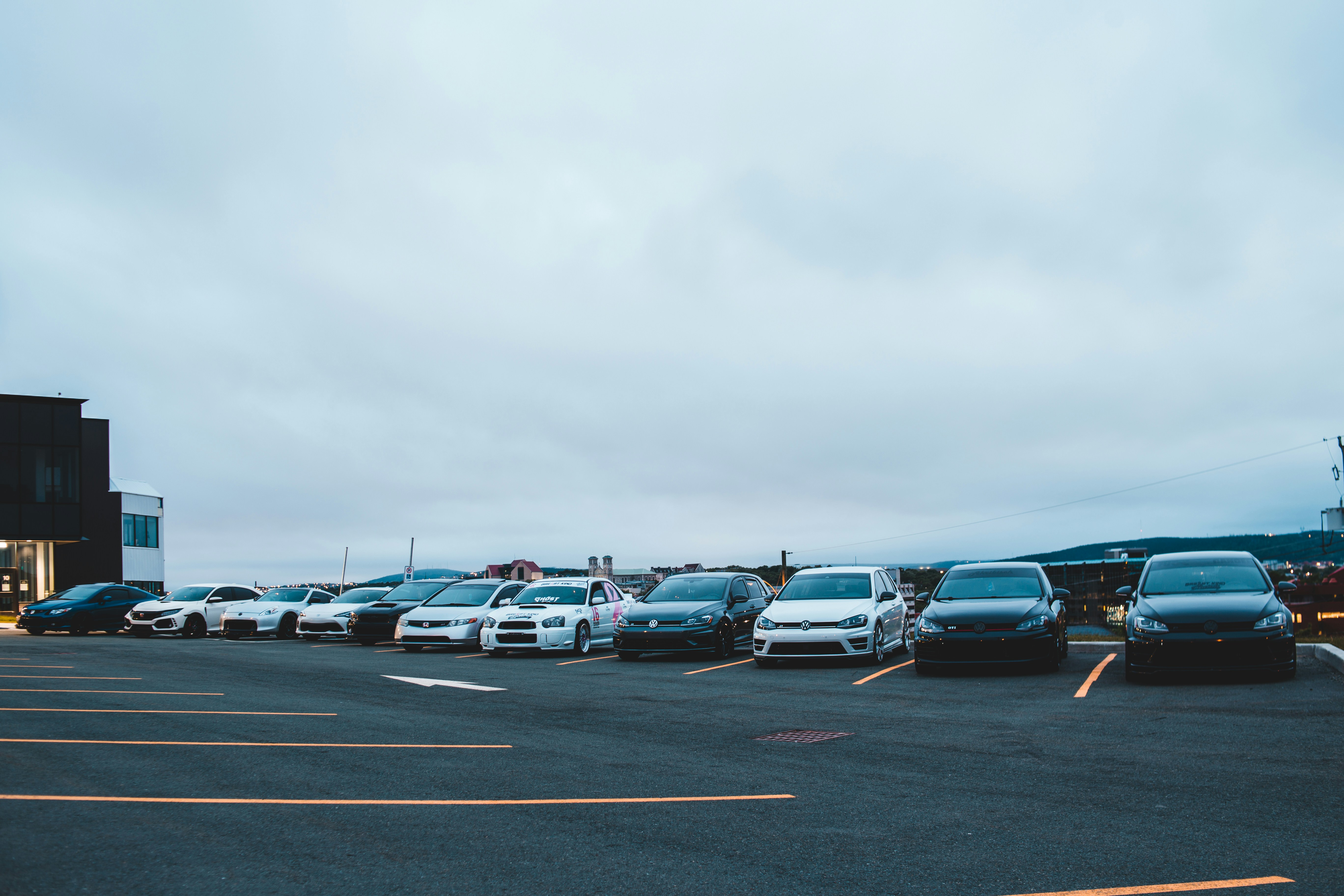 Fleet of vehicles at parking lot