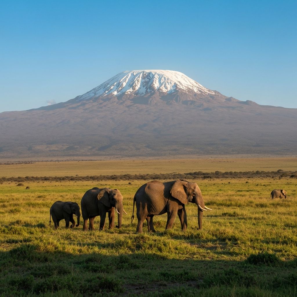 Mount Kilimanjaro with elephants in Amboseli